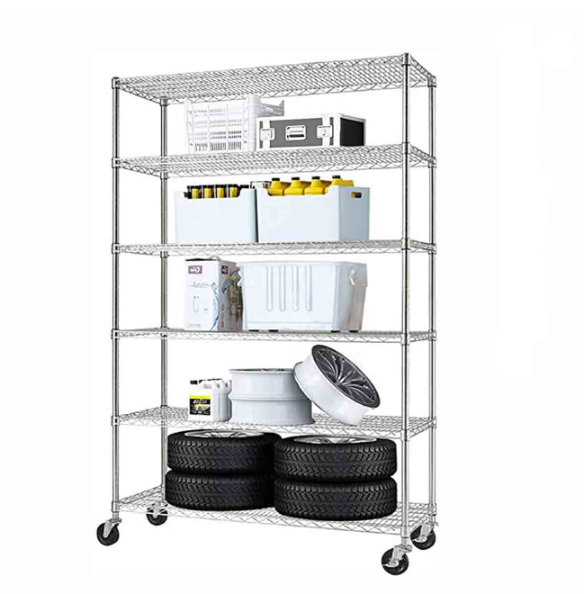 6-Tier Wire Storage Shelving Unit with Wheels/ Wire Storage Rack on Wheels