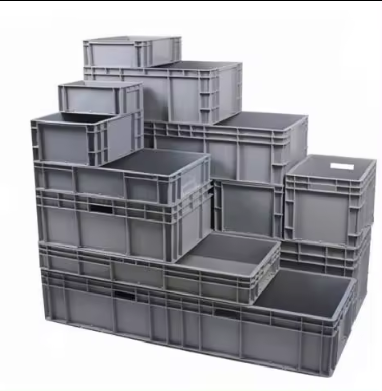 Euro Standard Solid Plastic Container Crate Heavy Loading Stackable Collapsible Auto Industrial Parts Storage Solution EU4628